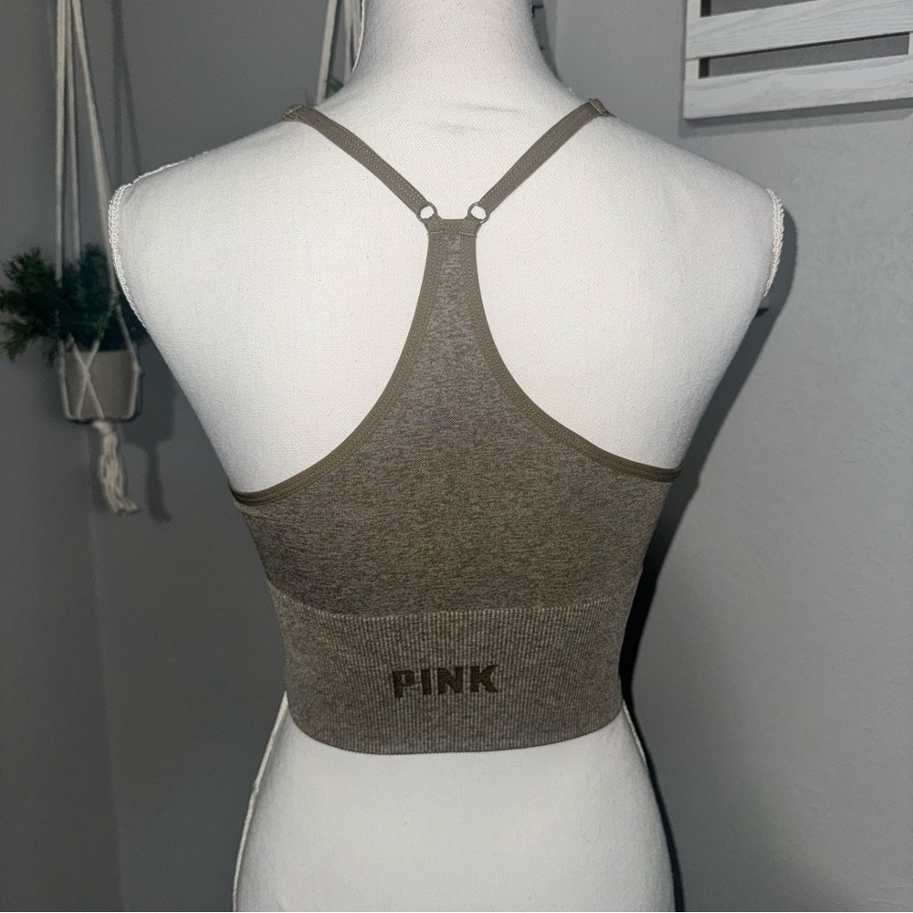 PINK Active Victoria Secret’s‎ Seamless Crop Tank Sports Bra Green Women’s Small - Picture 4 of 8